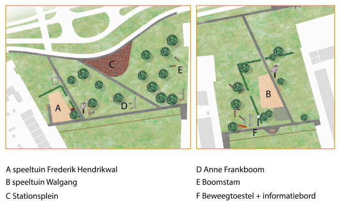 Parkgedeeltes ingezoomd