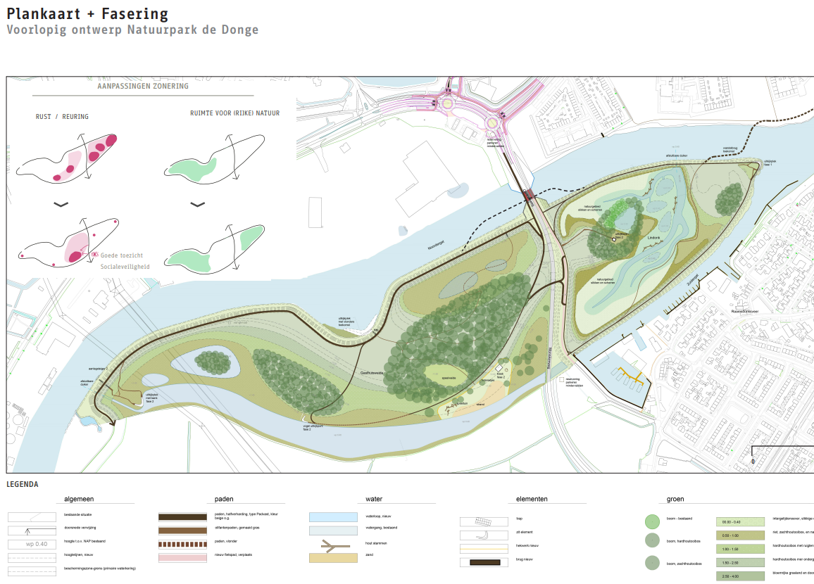 Plankaart van het voorlopige ontwerp Natuurpark de Donge